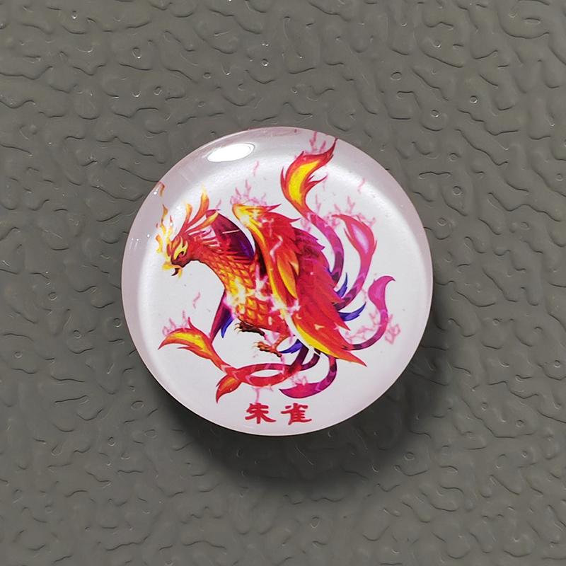 Dia. 30mm Ancient Chinese Divine Beast Dragon White Tiger Suzaku Xuanwu Fridge Magnet FengShui Lucky Home Decoration Souvenir