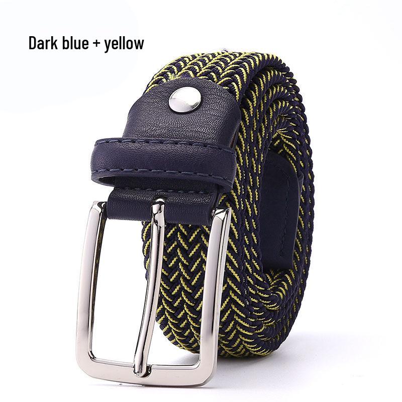 Stylish Men's and Women's Elastic Woven Belt with Pin Buckle