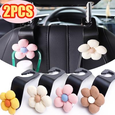 Multi-functional Car Seat Headrest Hooks Cute Floral Backrest Creative Storage Hooks Car Decor Auto Interior Accessories