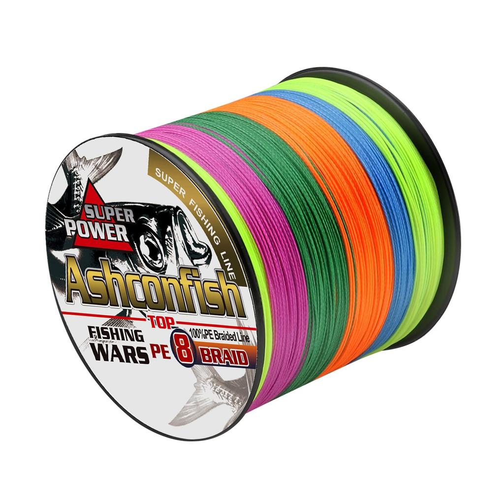 Ashconfish PE Fishing Ultra High Abrasion Low Multicolor Line, 8-Strand, 1000m, Strong, Sensitivity, Resistant, Stretch,