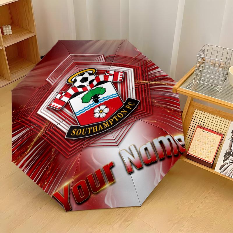 Southampton FC Automatic 3‑Fold Umbrella 8‑Rib Windproof Folding Umbrella Sun Rain Protection For Outdoor Travel Daily Use
