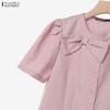 ZANZEA Women Short Sleeve Blouse and Skirts Casual Two Piece Suit Sets