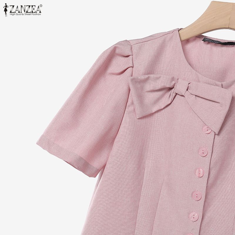 ZANZEA Women Short Sleeve Blouse and Skirts Casual Two Piece Suit Sets