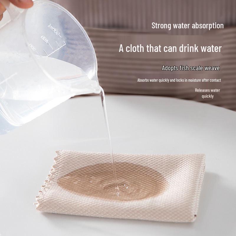 Absorbent Double-Sided Coral Fleece Cloth - Oil-Free Glass & Dish Wiping Rag
