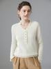 Solid Color Women's Cashmere Knit V-Neck Lace Top