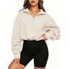 Damen-Sweatshirt mit halbem Reißverschluss und Kragen, Tunnelzug in der Taille und langen Ärmeln, Europäischer & Amerikanischer Stil, Herbst/Winter 2026