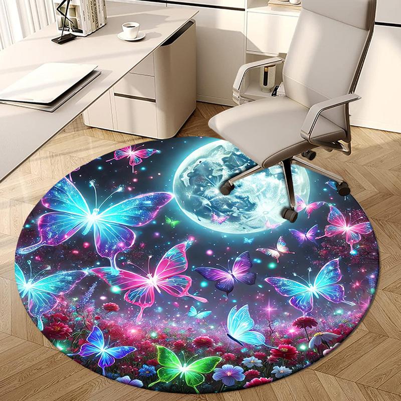 1pc Office Carpet Chair Mats Enchanted Night Garden with Butterflies and Moon Perfect for Decorating Office Chairss, Or Bedrooms.YDT286