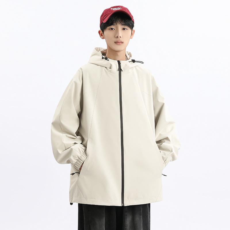 Spring and Autumn New Men's Korean Style Solid Color Light Plate Hooded Jacket Jacket Trendy Couple Jacket