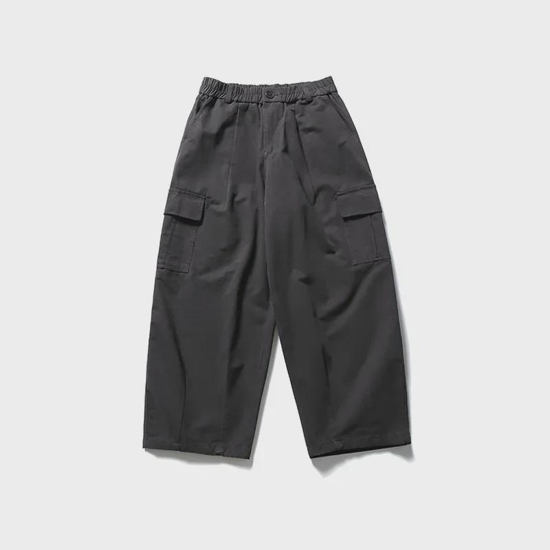 City Fanpin 2024 Spring Men's Loose Wide-Leg Multi-Pocket Work Pants - Solid Color
