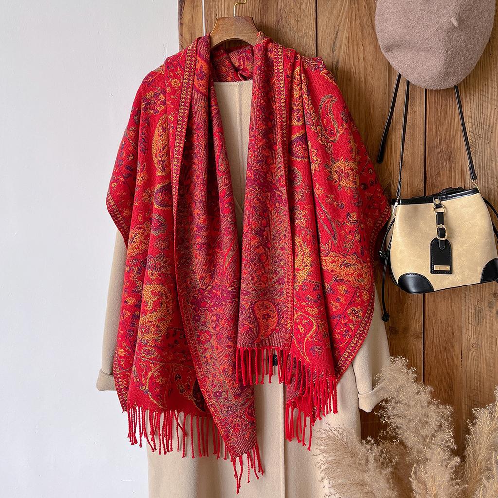 Explosion Imitation Cashmere Scarf Women's Ethnic Style Shawl Cape Thickened Warm Fringed Women's Scarf