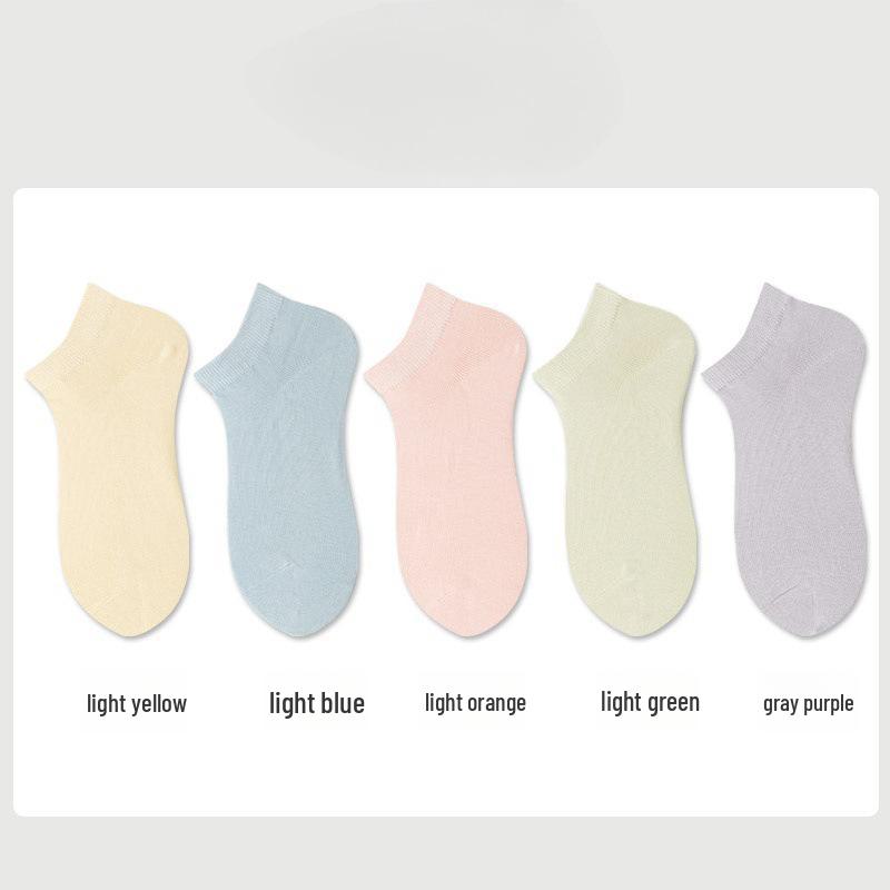 Women's Breathable Summer Boat Socks - Lightweight, Sweat-Absorbent, Deodorant Solid Color Short Socks for Sports