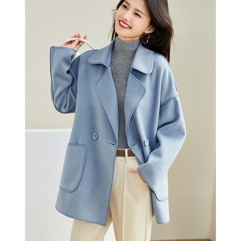 Demana Women's Double-breasted Lapel Mid-length Drop Shoulder Coat