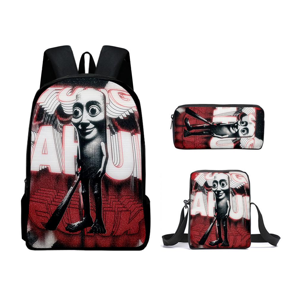 Hip Hop Funny Hip Hop Tungtungtung 3D Print 3pcs/Set Pupil School Bags Laptop Daypack Backpack Inclined Shoulder Bag Pencil Case