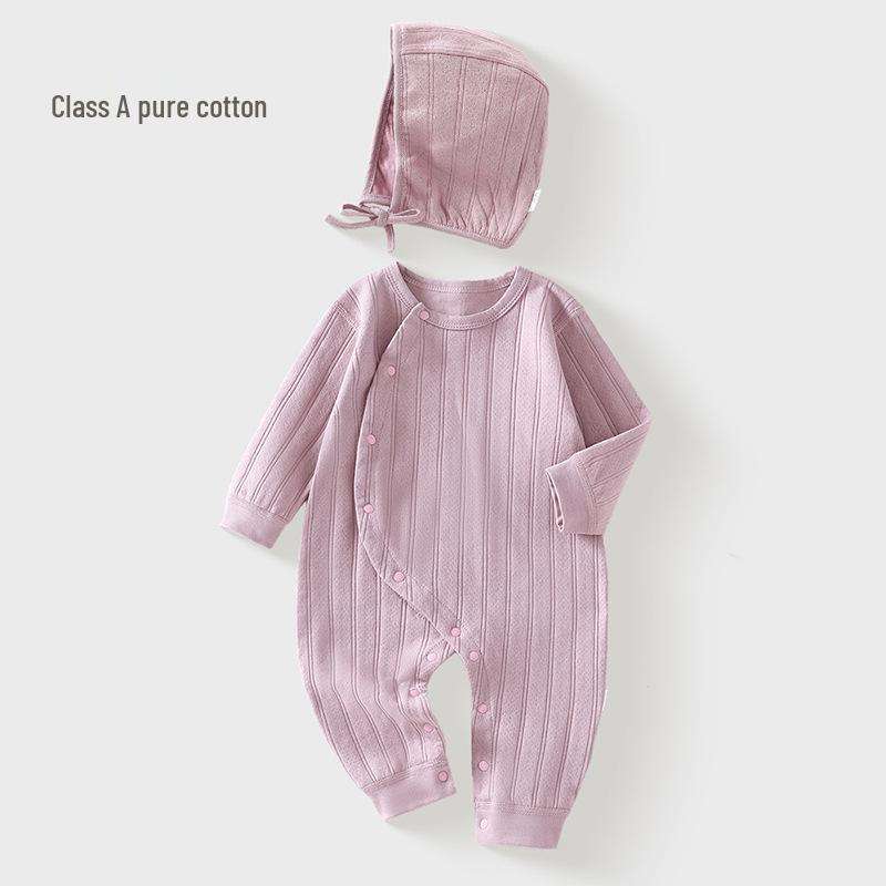 25 Vår- och Höst Baby Bomullspysjamas: Helårs-, Benlös, Långärmad, Sidöppnande Onesie