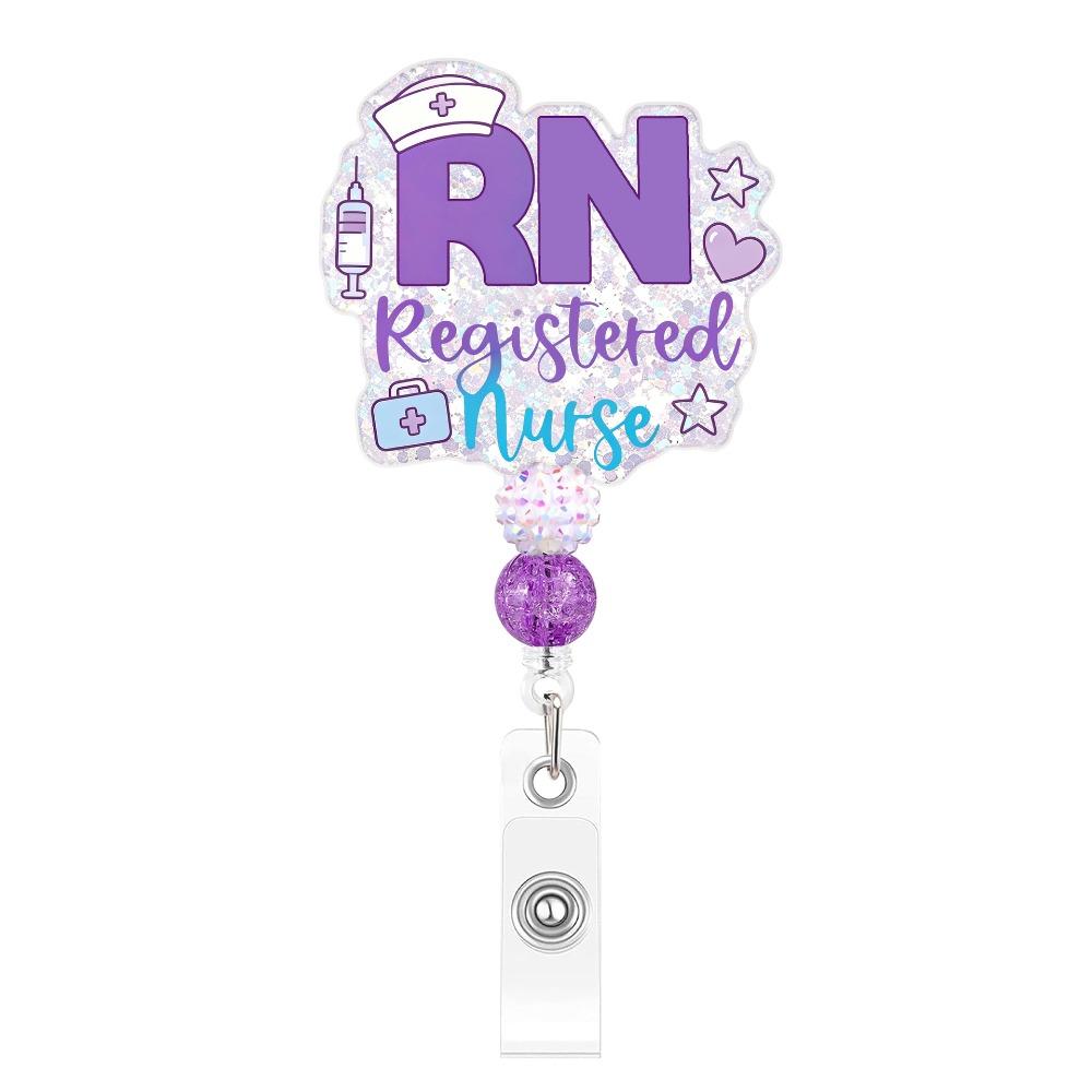 Retractable Structure Nurse Badge Reel Delicate Beaded Craft Beaded Badge Reel Gift Choice