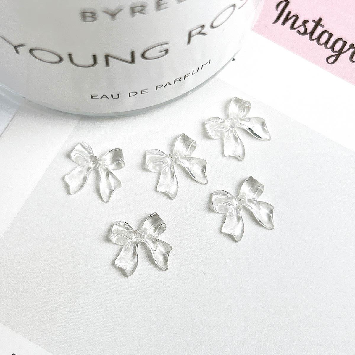 Jelly Color Ice Transparent Bowknot Nail Art Accessories Resin 3D Small Bow Versatile Ins Wearable Nail Decorations