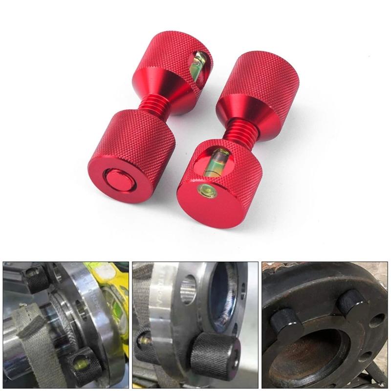 2Pcs 1 1/8 Inch Aluminum Double Hole Pin With Green Level Bubble For Pipe Alignment And Flange Installation