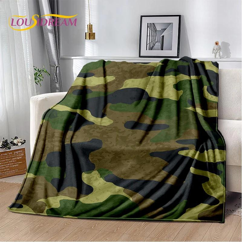 2025 Colorful Camo Green Camouflage Soft Blanket,Soft Throw Blanket for Home Bedroom Bed Sofa Picnic Travel Cover Child Gift