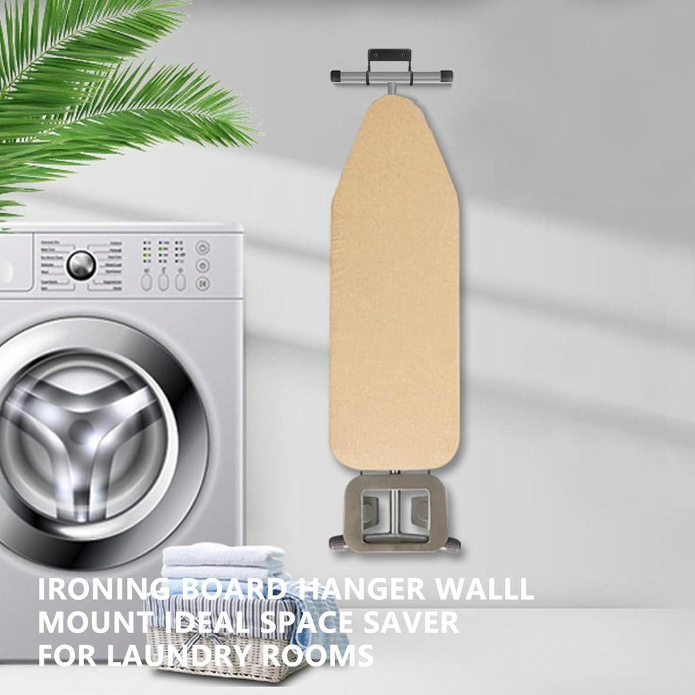 Space Saving Iron Board Wall Mount Dual Hooks Iron Board Holder  Laundry Room Storage