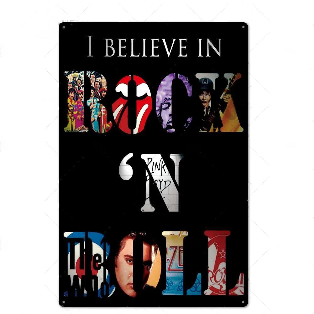 Vintage Rock  Roll Tin Sign Metal Poster  Retro Wall Decor for Bar Pub Club Man Cave  Perfect Metal Plaque for Music Lovers