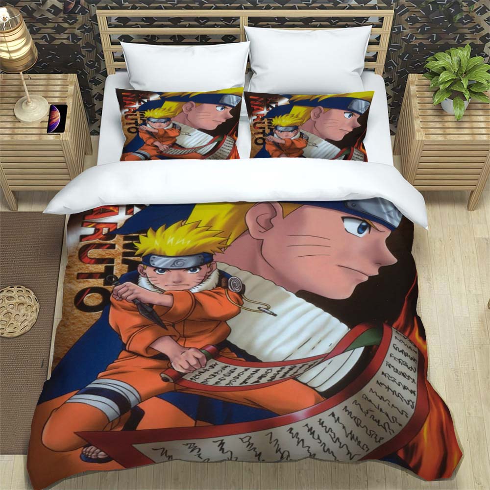 Naruto Pattern Quilt Cover With Pillowcases 3D Digital Printed Bedding Set Twin Full Queen King Children'S Gift