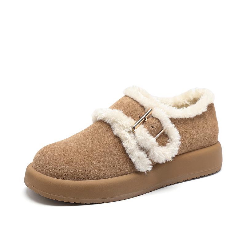 ZHR Zeze Plus Velvet Women's Genuine Leather Winter Snow Boots