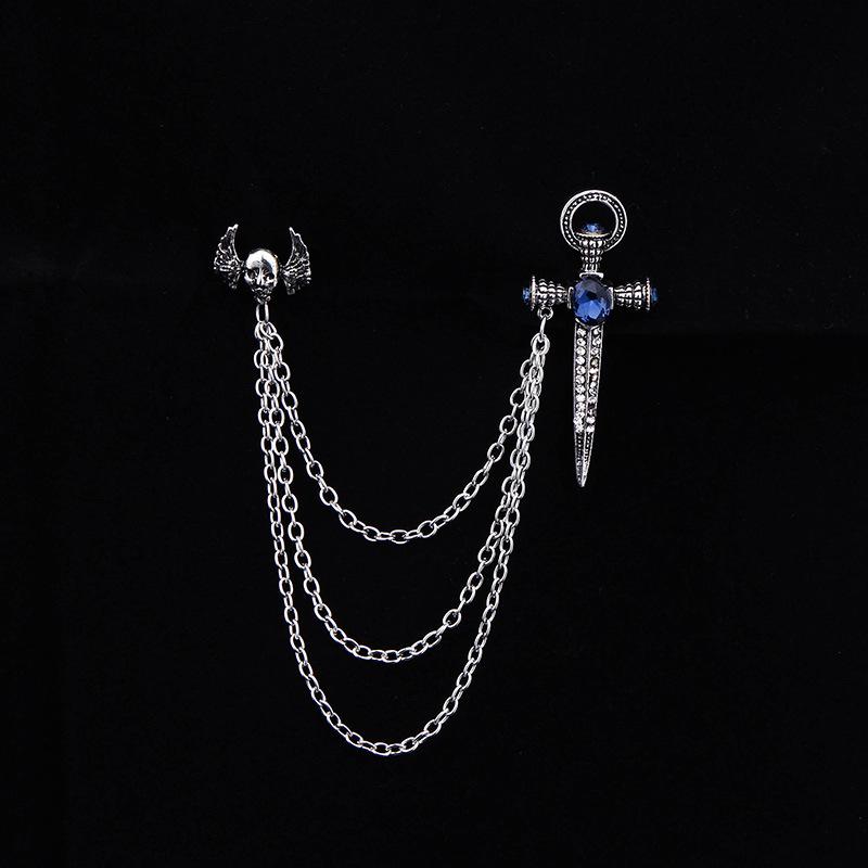 Skull Winged Sword Vampire Brooch: Unique Halloween Pin
