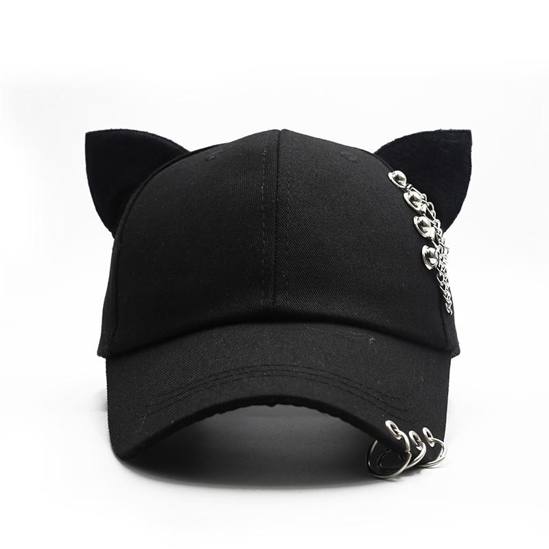 New Outdoor Unisex Casual Black Baseball Cap Parent Child Adjustable Cats Ear Design Trucker Hat Hip Hop Sunshade Snapback Caps