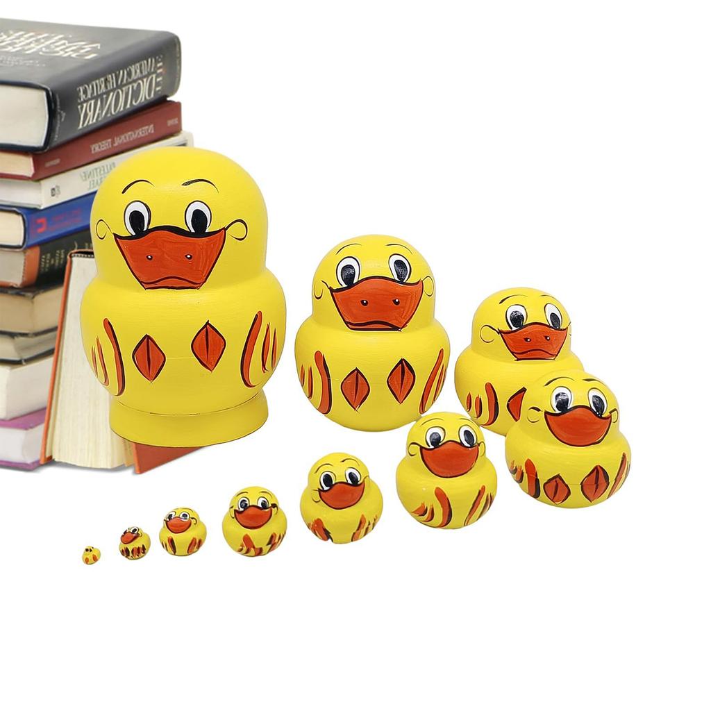 Vibrant 10 Piece Russian Duck Nesting Figurines Unique and Decorative Figurine Statue Ornaments for Office or Desk Decor