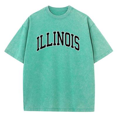 Illinois Lettre Noire Imprimé Homme T-shirt Graphique Motif T-shirt Vêtements T-shirts d'Art de Haute Qualité Rue Coton Manches Courtes