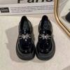British style small leather shoes women's 2025 summer new platform black muffin loafers versatile Mary Jane shoes ins