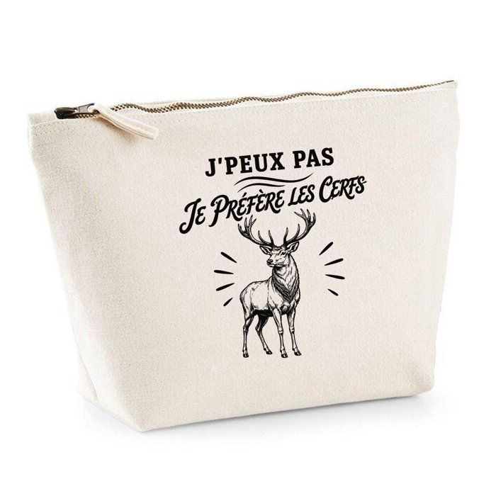Trousse de toilette - PLANETEE - J’peux pas minimaliste - Beige - 100% coton - 3 L - zip métal