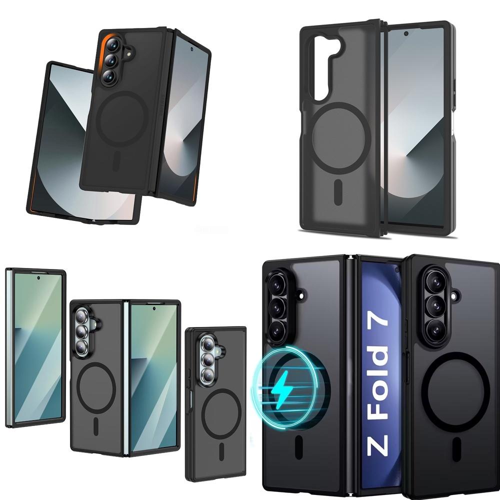 Luxury Translucent Anti-Drop Magnetic Shockproof Armor Folding Cell Phone Case for Galaxy Z Fold 7 5G 6 8 Wide Anti Scratch