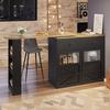 Extendable bar table with storage (138-204×39×104cm), 360° rotatable dining bar, kitchen island bistro table, sideboard cabinet with shelves, black