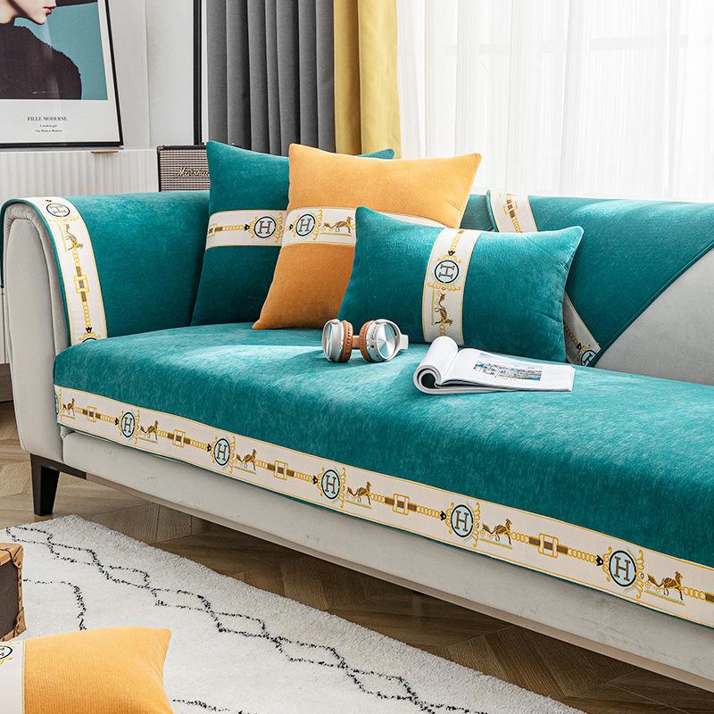 Leichter Luxus-Stil, neuer Sofakissenbezug aus Chenille-Leder, für alle Jahreszeiten, universell, rutschfest, schlicht, modern, für den Sommer