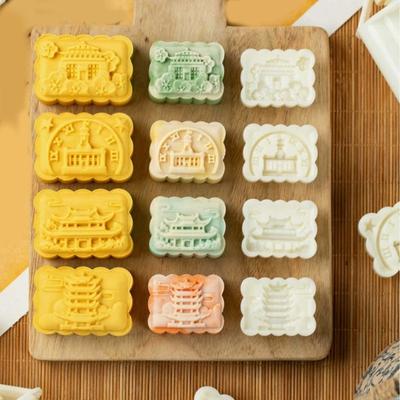 Delicate Mooncakes and Pastry Press Creative 25/50G Mooncakes Crafting Mould with 4 Exchangeable Stamp for Pastries