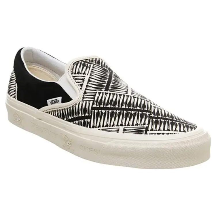 Vans Slip-On Series 98 Offspring Herringbone Comfortable Versatile Low-Top Skate Shoes Unisex sneaker Black VN0A3AVAT0M1