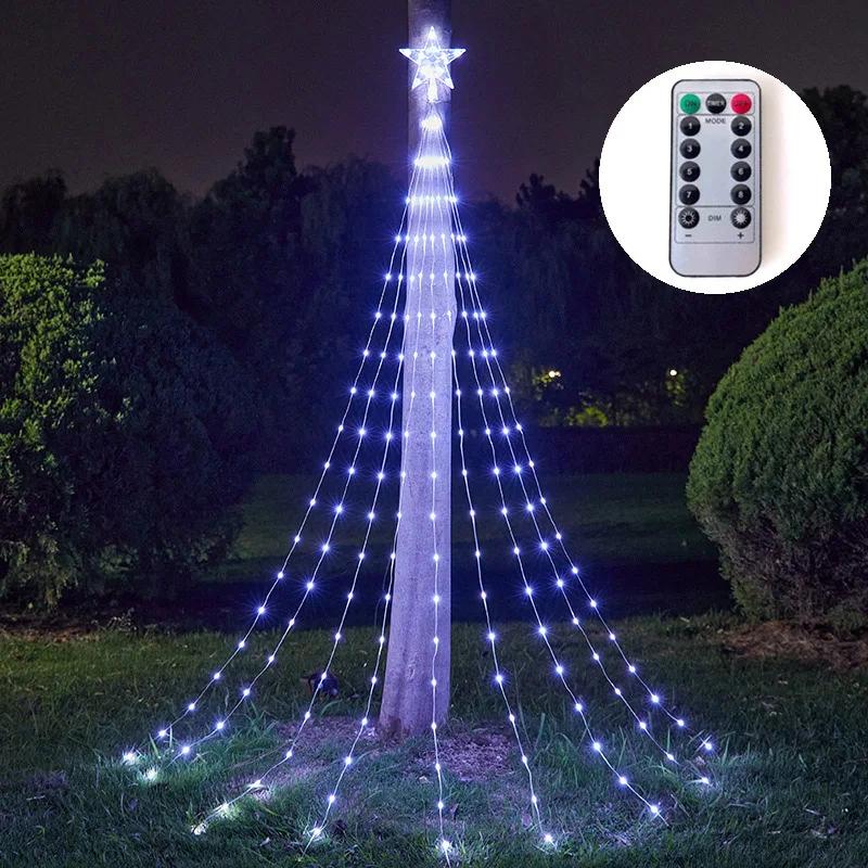 

Christmas Tree LED Lightshow String Waterfall Star Lights Outdoor Colourful Multicolor For Garden Yards Wedding Party EU Plug