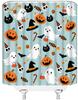 Halloween Shower Curtain Cute Ghost Pumpkins Cartoon Spooky Skull Gothic Fabric Decorative Bathroom Curtains with Hooks,Teal