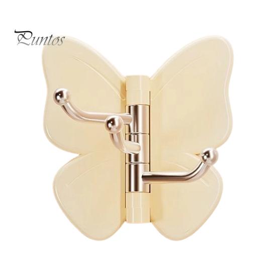 Corner Storage Hooks Rotating Butterfly Adhesive Wall Hooks, 3-Prong No-Drill Swivel Hangers, with Flexible Adjustable Angle Space-Saving Hook,