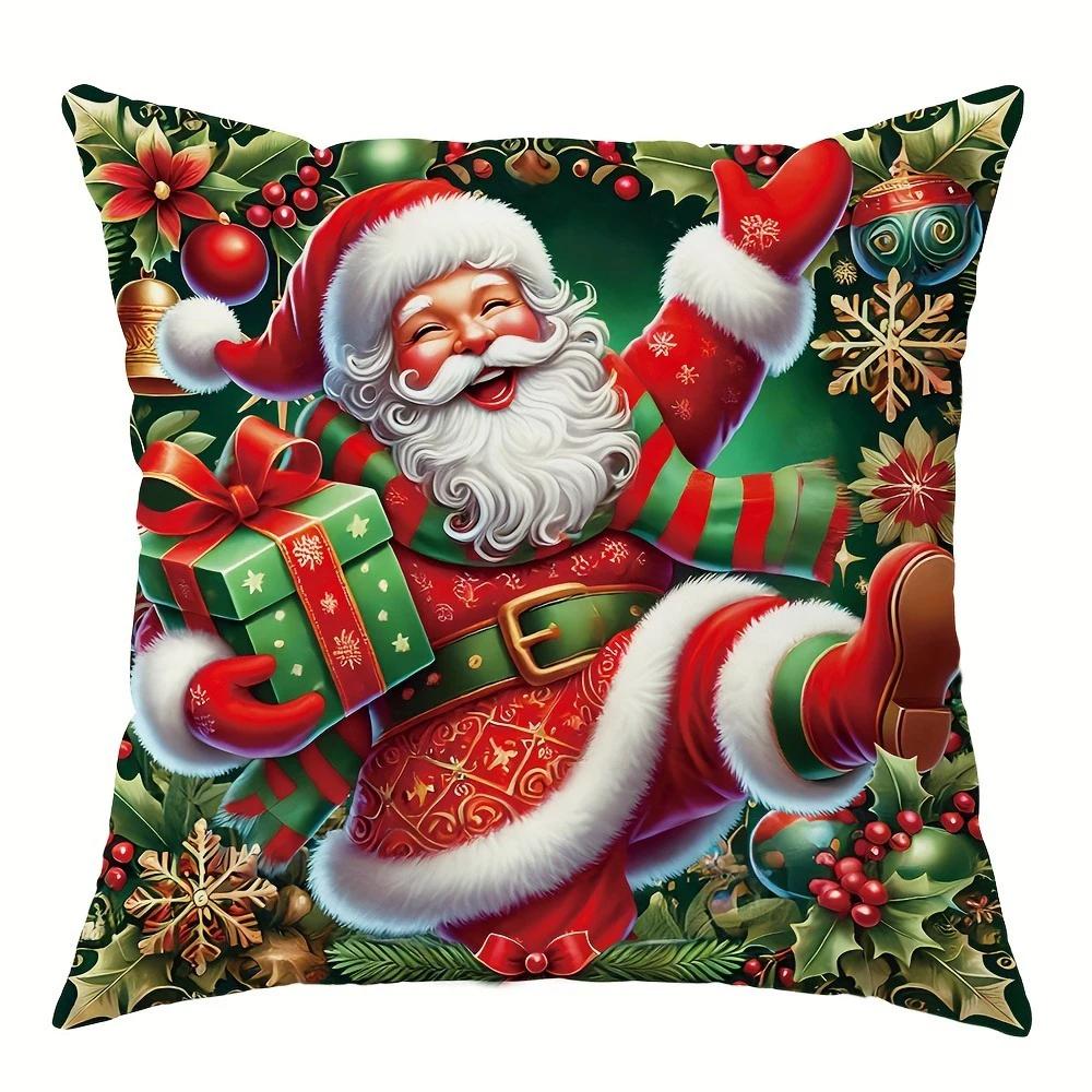Christmas Decoration Pillowcase Merry Christmas New Year Gift Santa Claus Gift Box Snowman Pillow Cover Home Sofa Cushion Cover