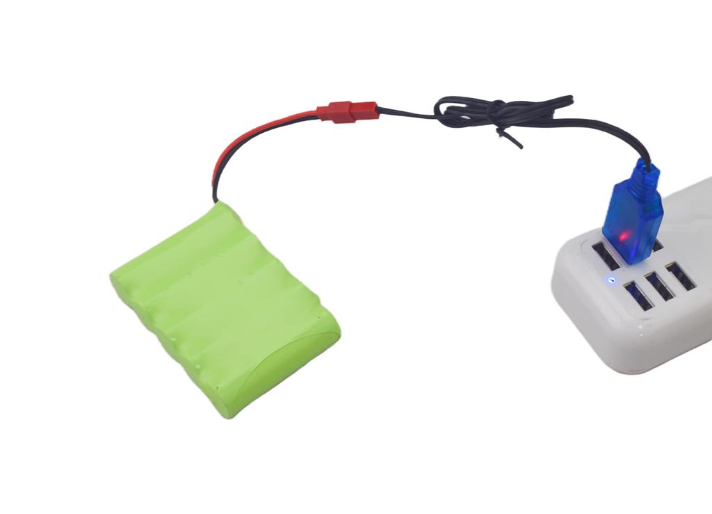 2PCS 6.0V 2800mAh AA Plug JST-2P Plug and USB Charging Cable Compatible with New Huina 540 Dump, 520 RC Bulldozer, 510 Excavator, and 540