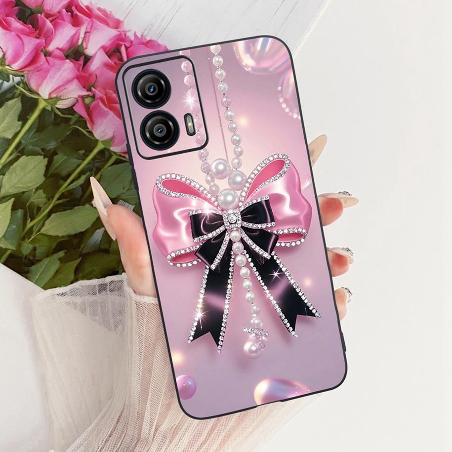 Hülle XT2335-2 für Motorola Moto G53 5G: Neue, stylische Schutzhülle mit Schmetterlings- und Blumenmuster aus weichem Silikon. Passend für Moto G13, G23 und G73.