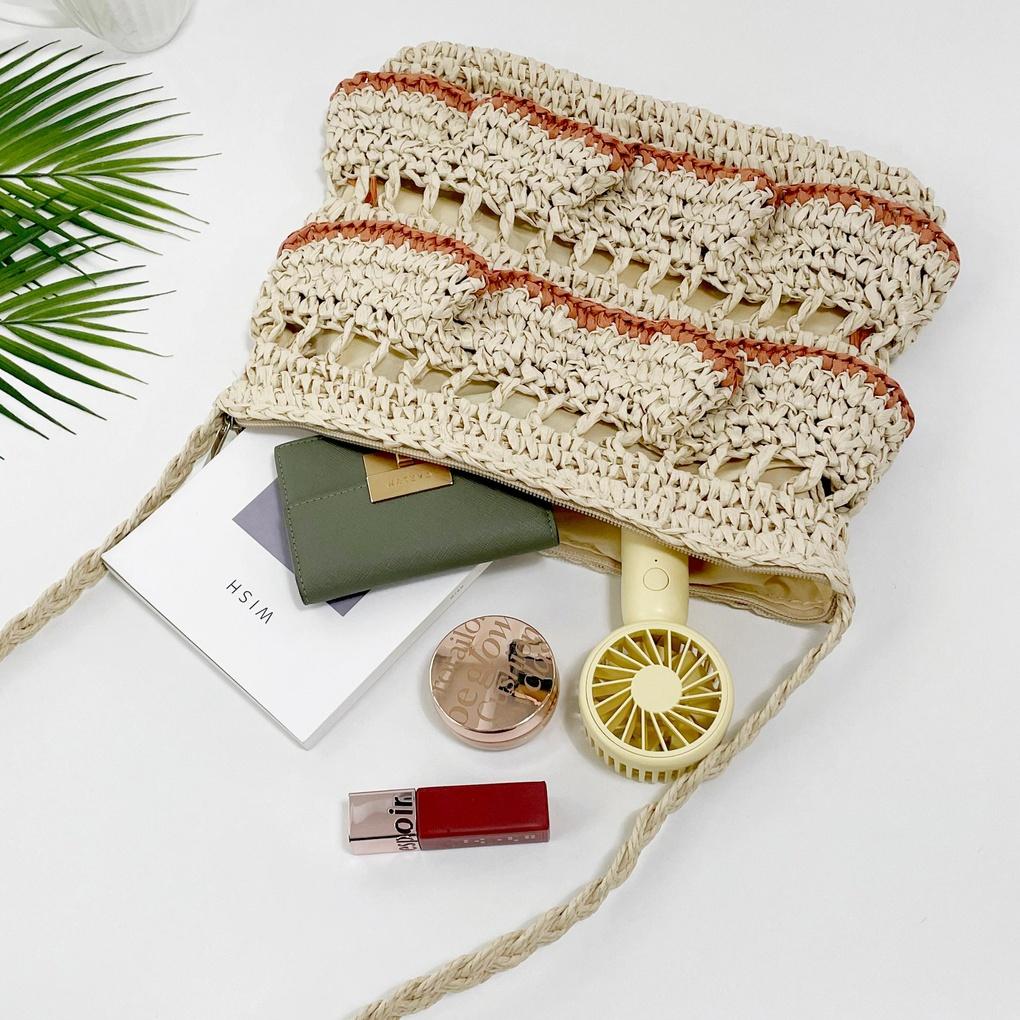 Damen- und Herren-Alltags-Sommer-Stroh-Umhängetasche