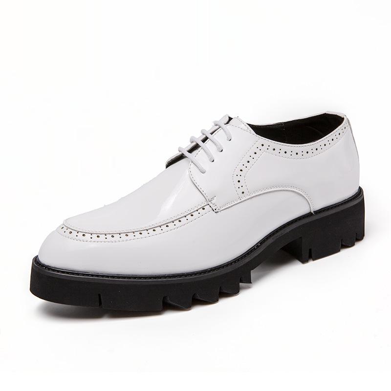 Men s Korean/British Style Leather Shoes: Height-Boosting, Thick Sole for Wedding & Business Casual 39 белый