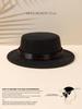 Handmade  Uniform Hat Elegant Flat Top Flat Edge Woolen Academy Style Bowtie Ribbon Hat