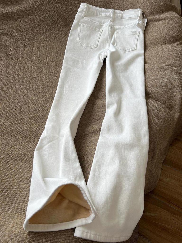 Women's White Velvet High-Waist Flare Jeans - Slimming Bell Bottoms for Autumn/Winter
