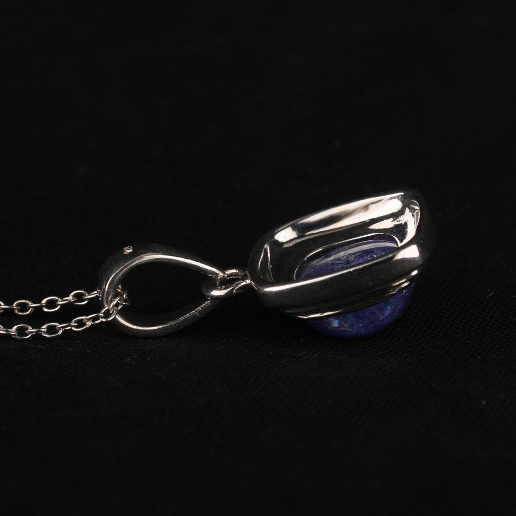 Tanzanite Cushion Pendant 925 Sterling Silver Rhodium Jewelry Gift for Her