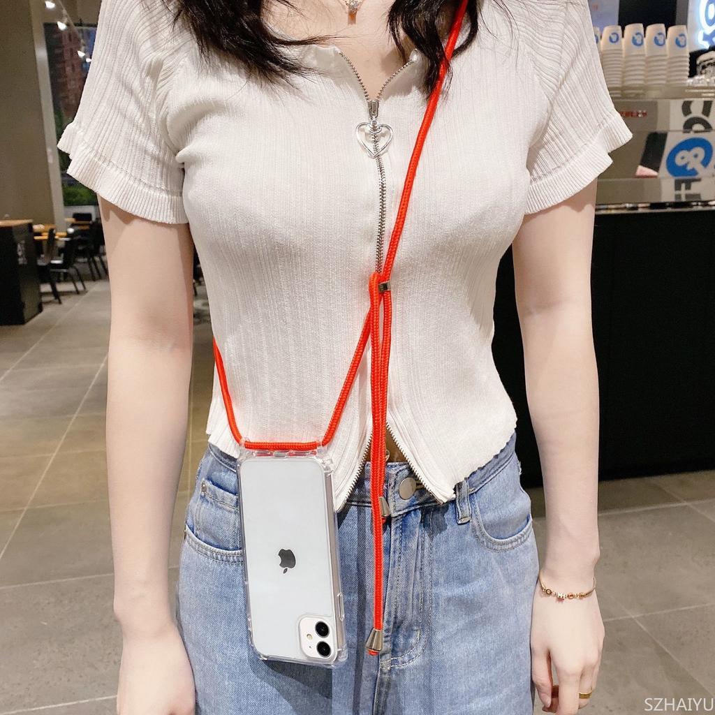Husă Crossbody Pentru iPhone 16 15 14 13 12 11 Pro Max XS XR X 8 7 Plus Colier Șnur Carcasă Dură Transparentă Clară