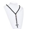 Collana Croce in Occhio di Tigre Vulcanico di Ossidiana per Uomo e Donna con Ciondolo Metallico Artigianale